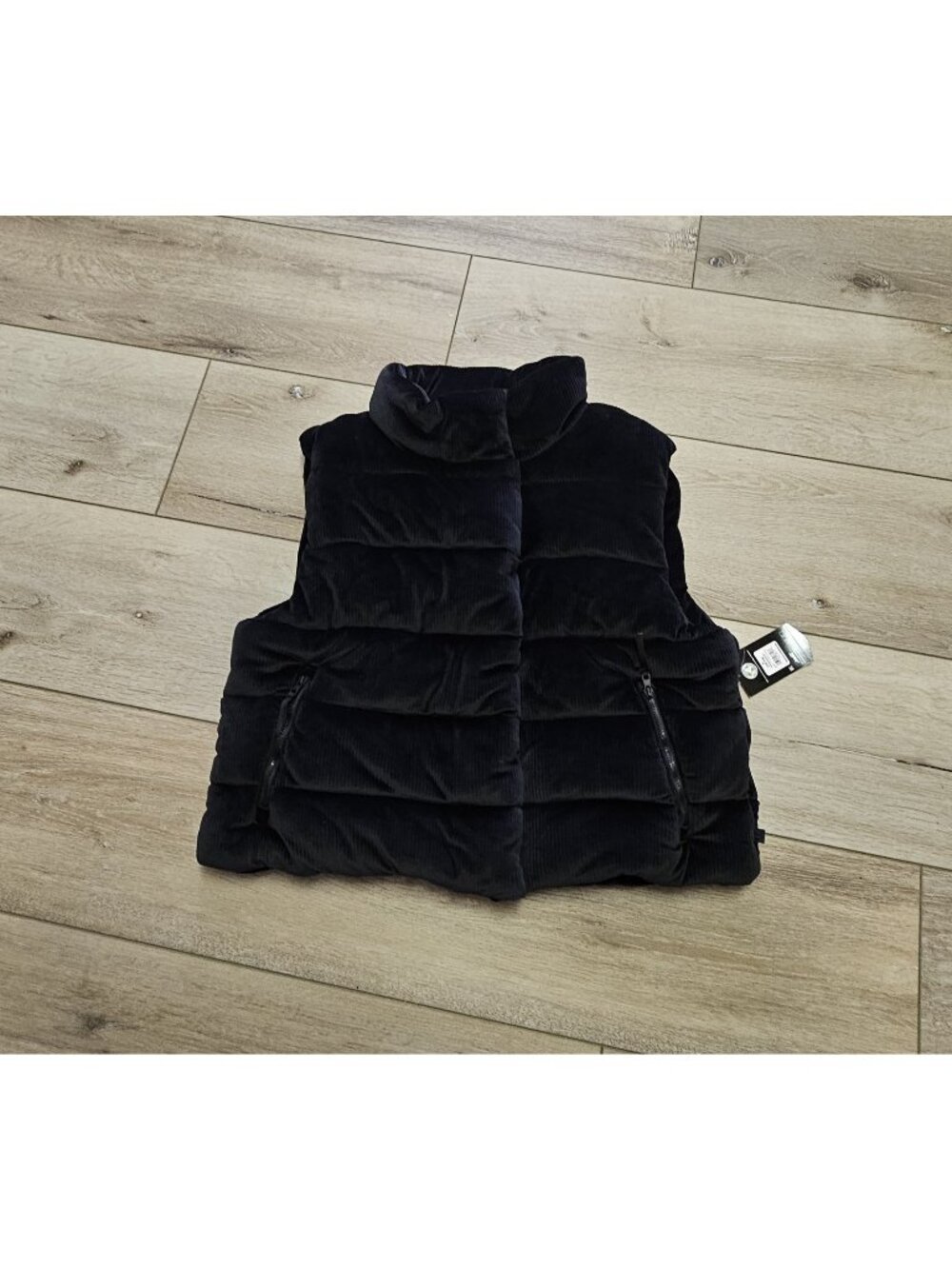 NEW Avia Ribbed Velour Puffer Vest Large (12-14) Black Soot NWT